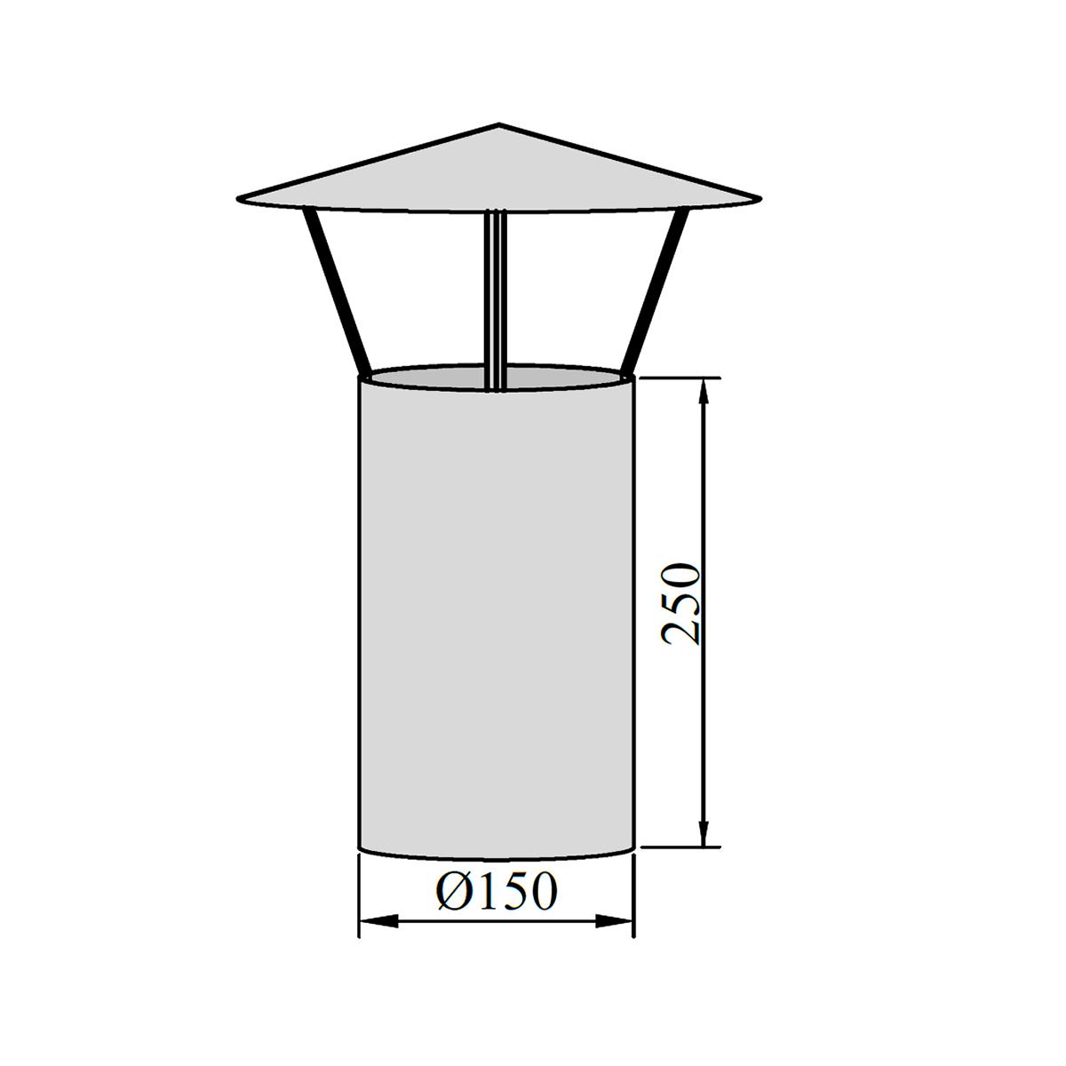 Ofenrohr Rauchrohr Regenhaube DN 150 mm Schwarz