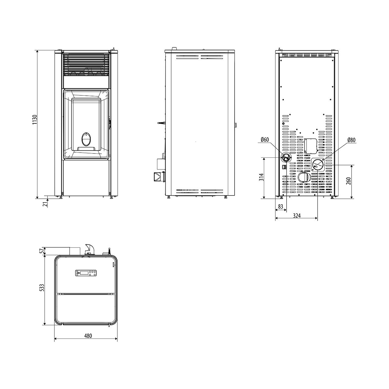 Pelletofen MCZ Teia Comfort Air 10 R 10 kW - Ausführung: Bordeaux metal_304