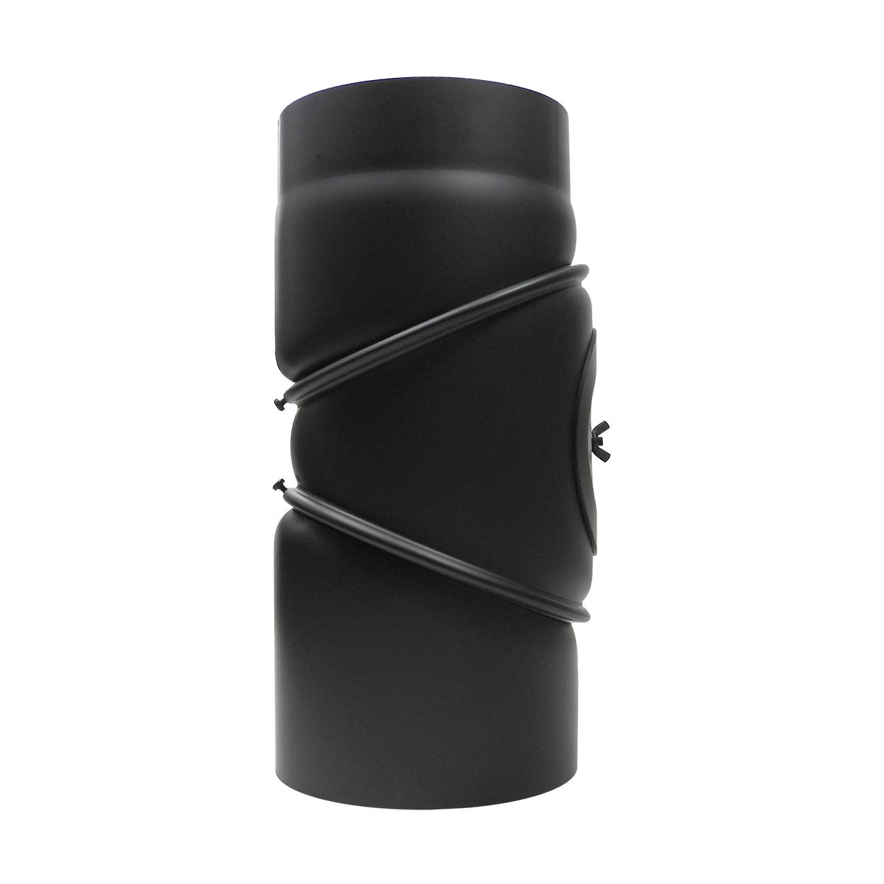 Ofenrohr Bogen 3tlg. verstellbar mit Tür DN 160 mm 90° Schwarz