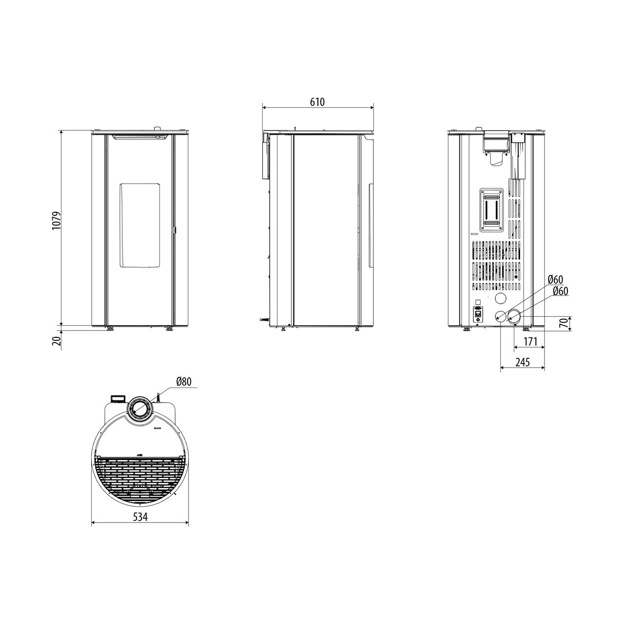 Pelletofen MCZ Mini Air 6 UPXUP 6,3 kW - Ausführung: 302 White metal