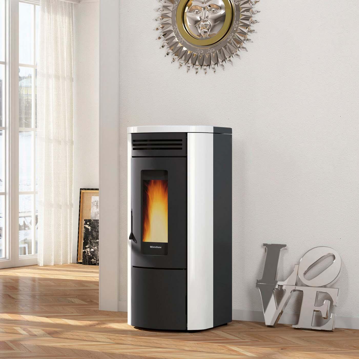 Pelletofen wasserführend Extraflame Costanza Idro 5.0 mit 16 kW - Verkleidung: weiß