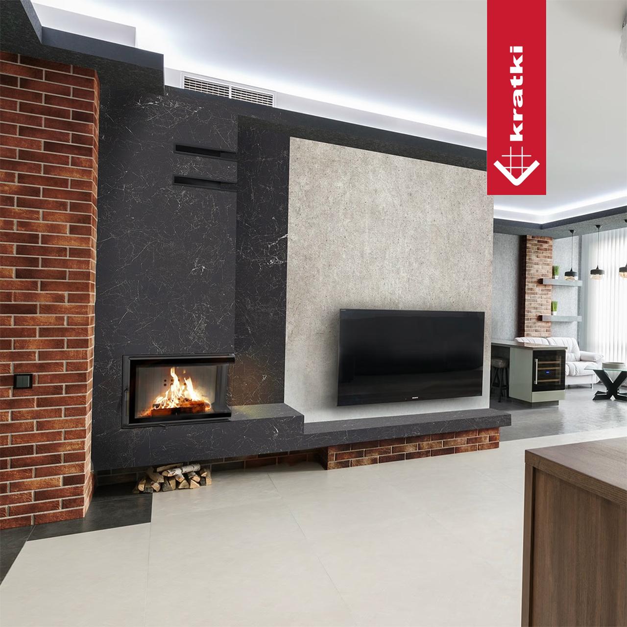 Eck-Kamineinsatz wasserführend Kratki MBM mit 12 kW - Türanschlag: rechts - Feuerraumauskleidung: weiß