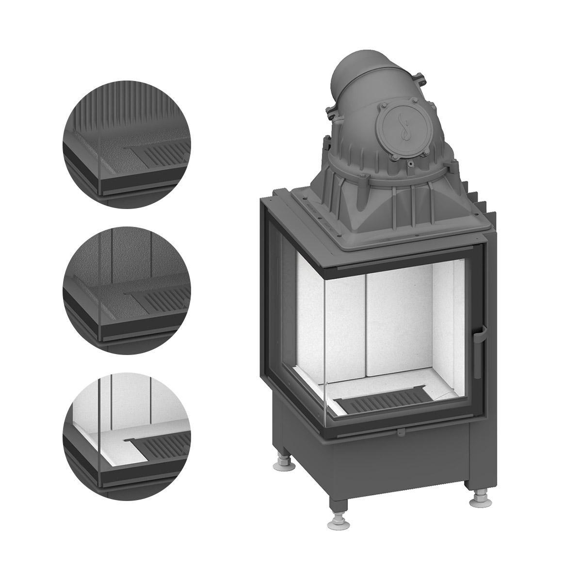 Eck-Kamineinsatz Schmid Ekko 45(45) s mit 7 kW
