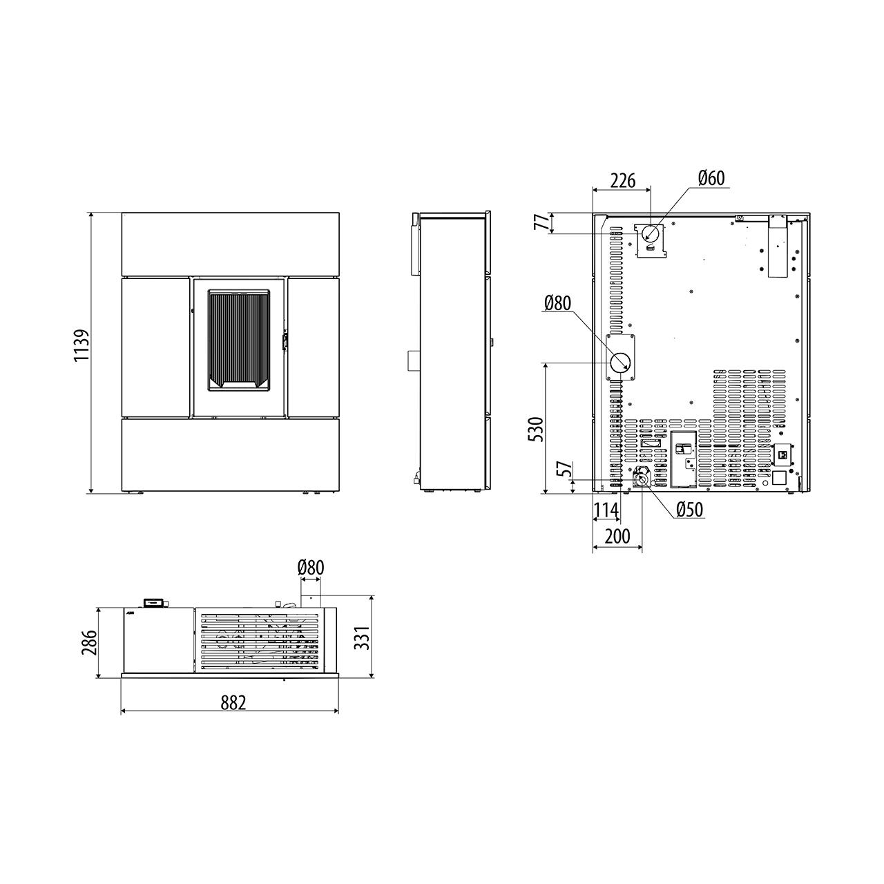 Pelletofen MCZ Ray Comfort Air 8 R 7,8 kW - Ausführung: Stahl Bordeaux metal_304