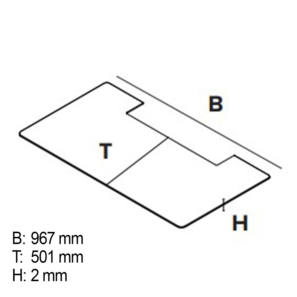 Vorlegeplatte Stahl (B 96,7 / T 50,1 / H 0,2 cm), schwarz