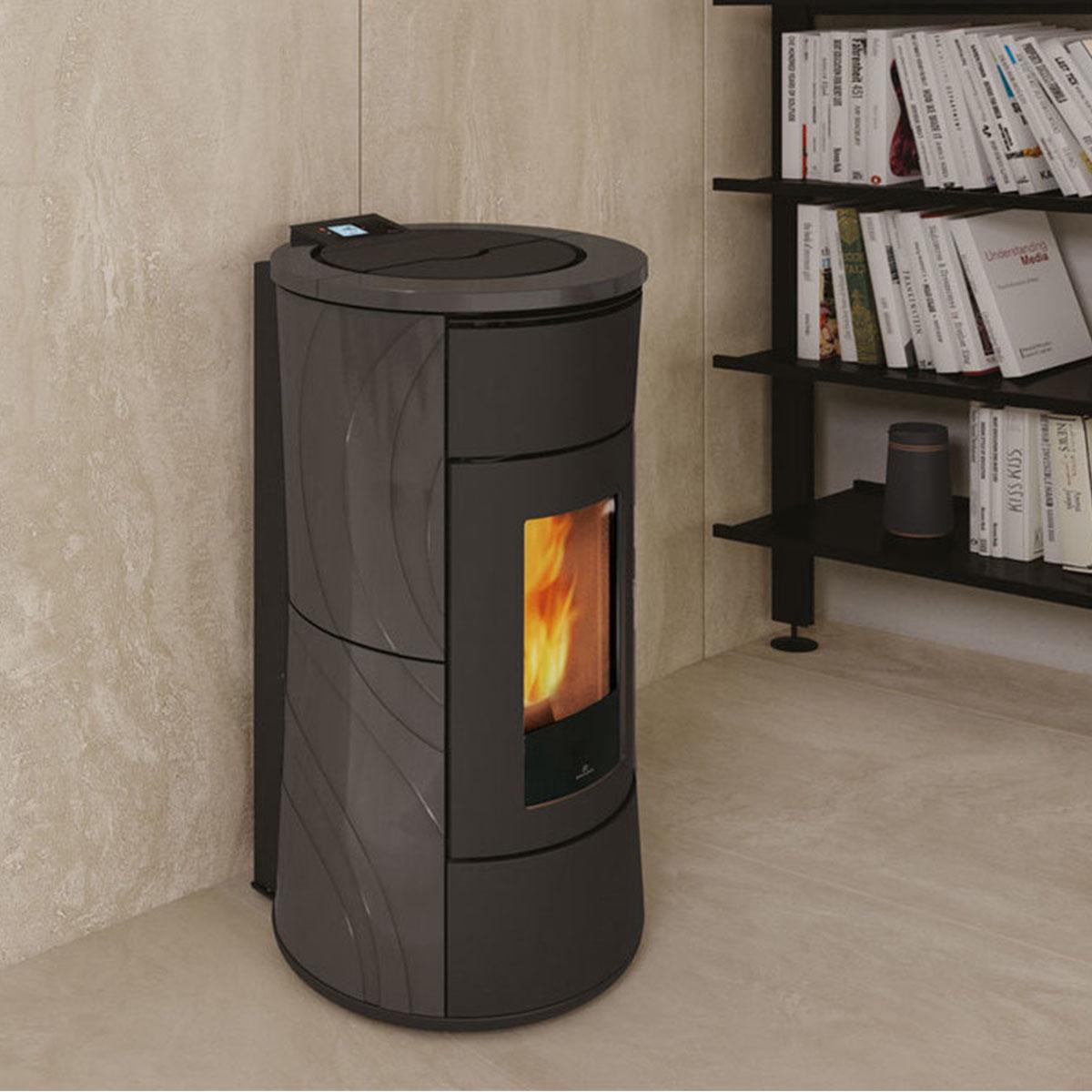 Pelletofen wasserführend Edilkamin Cherie H 10 Evo 10,5 kW - Ausführung: Keramik Dunkelgrau