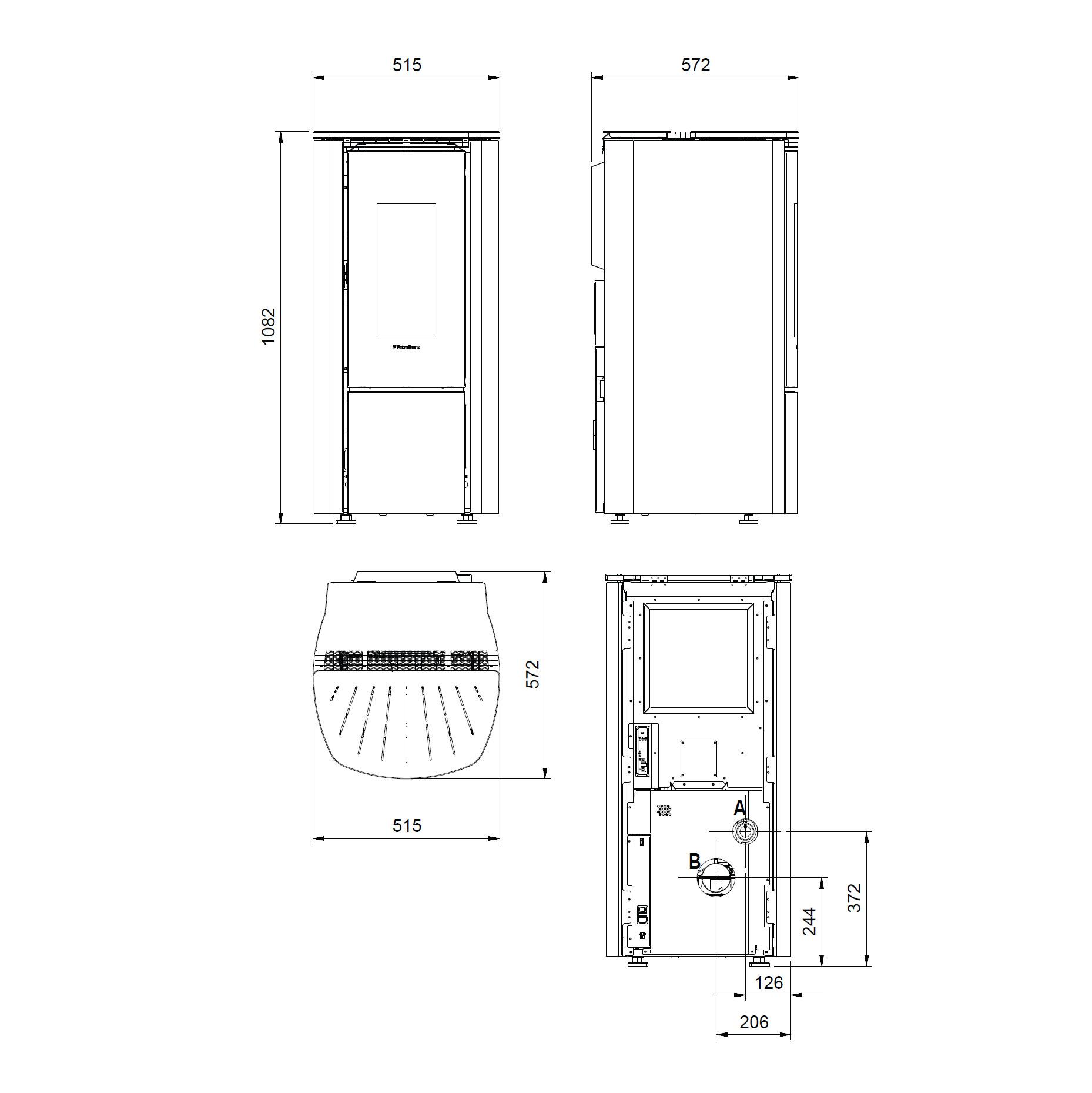Pelletofen Extraflame Evolution Line Katia 9 mit 9 kW - Verkleidung: weiß