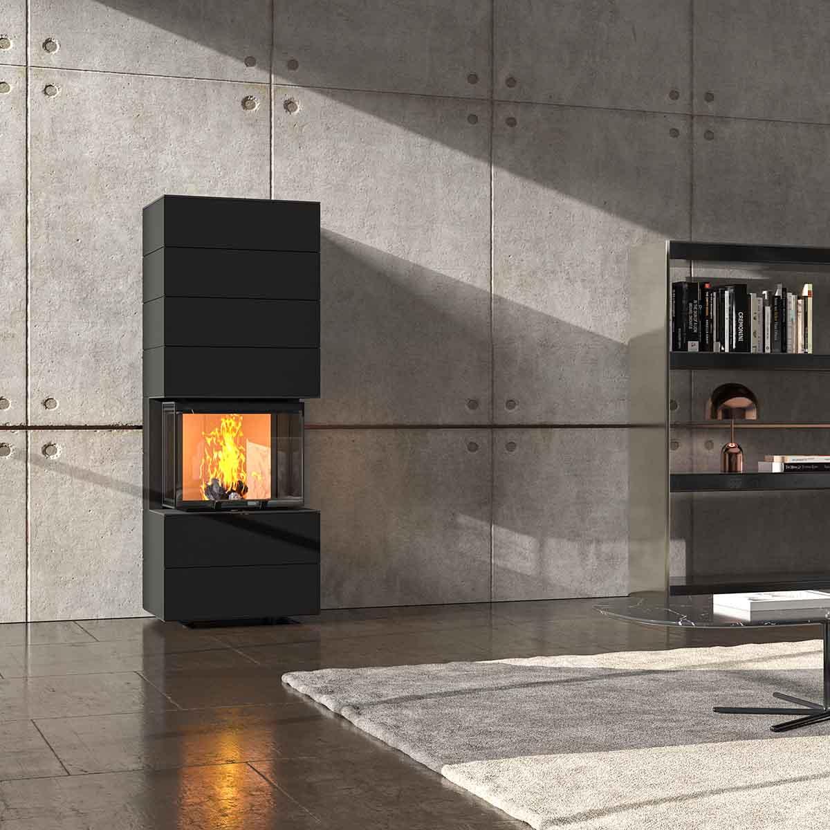 Kaminofen Neocube P10 Black & White 7,9 kW Sondermodell inkl. Wärmespeicher - Verkleidung: Nero satin