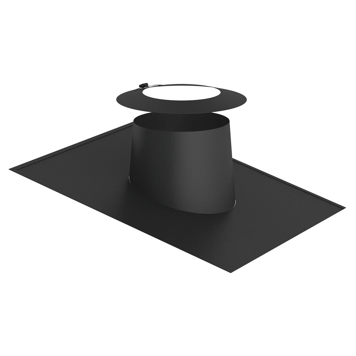 Jeremias DW-BLACK Dachdurchführung mit Elastomerrand und Wetterkragen - Dachneigung: 5-15° - Ausführung: schwarz - für Schornstein-Innendurchmesser: 130mm