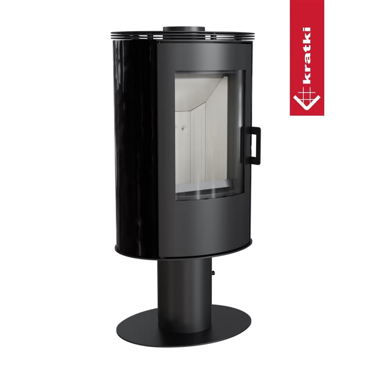 Kaminofen Kratki KOZA/AB/S/N/DR mit Standfuß und Keramikverkleidung 8 kW - Verkleidung: Schwarz - Tür selbstschließend: nein