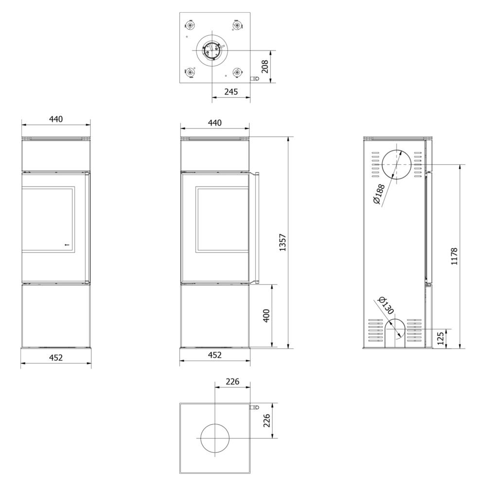 Kaminofen Kratki REN/S 7 kW - Ausführung: Weiß - Version: Ecke links - Tür selbstschließend: ja