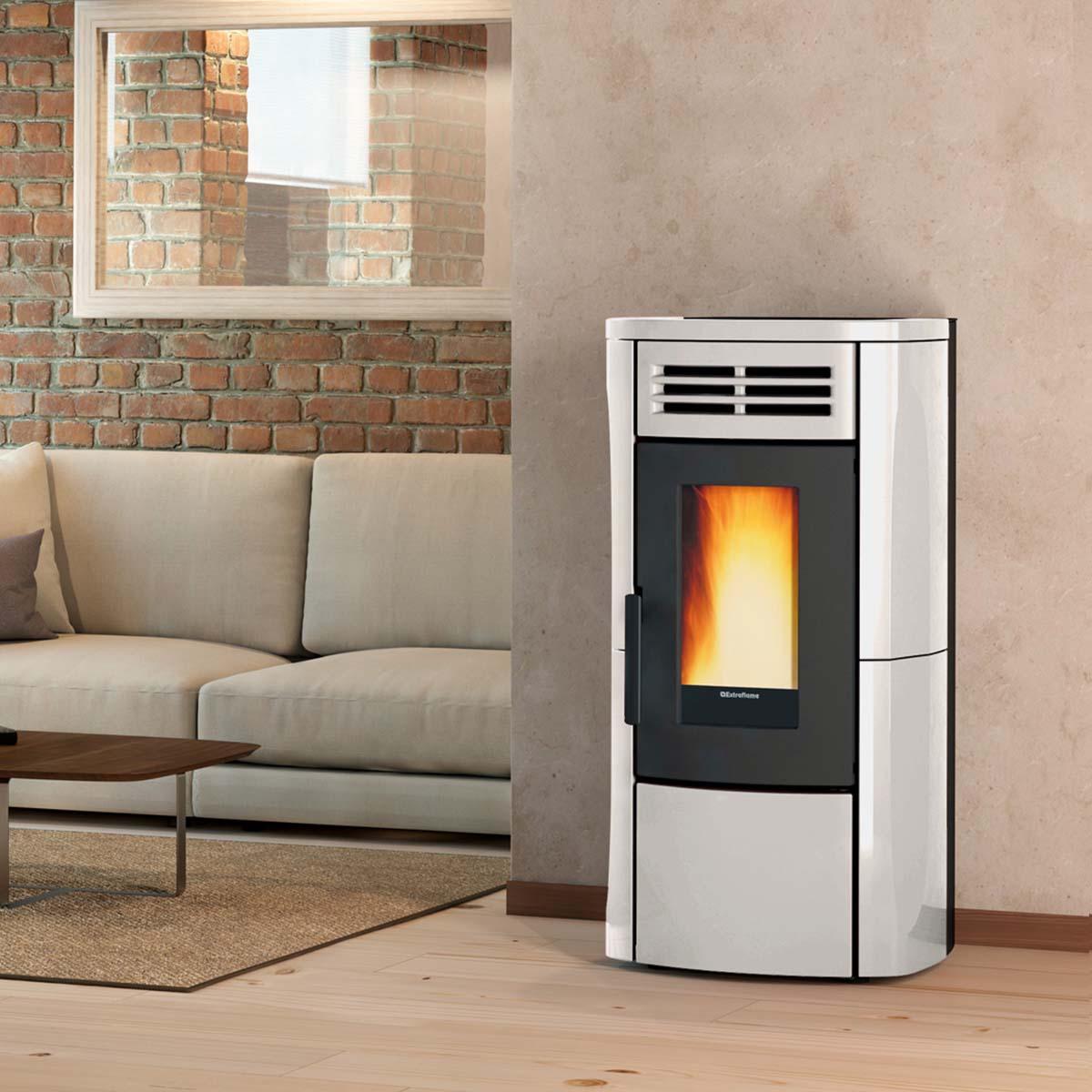Pelletofen Extraflame Evolution Line Terry Plus mit 12,1 kW - Verkleidung: weiß