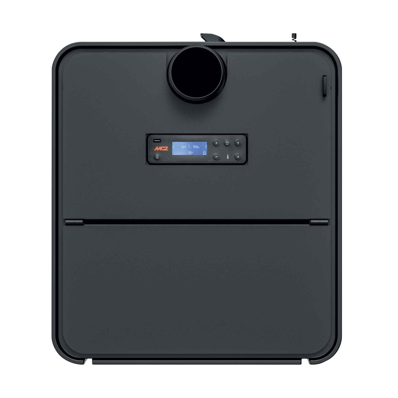 Pelletofen MCZ Teia Comfort Air Smartclean 10 UP, 10 kW kanalisierbar & Anschluss oben - Ausführung: 303 Black metal