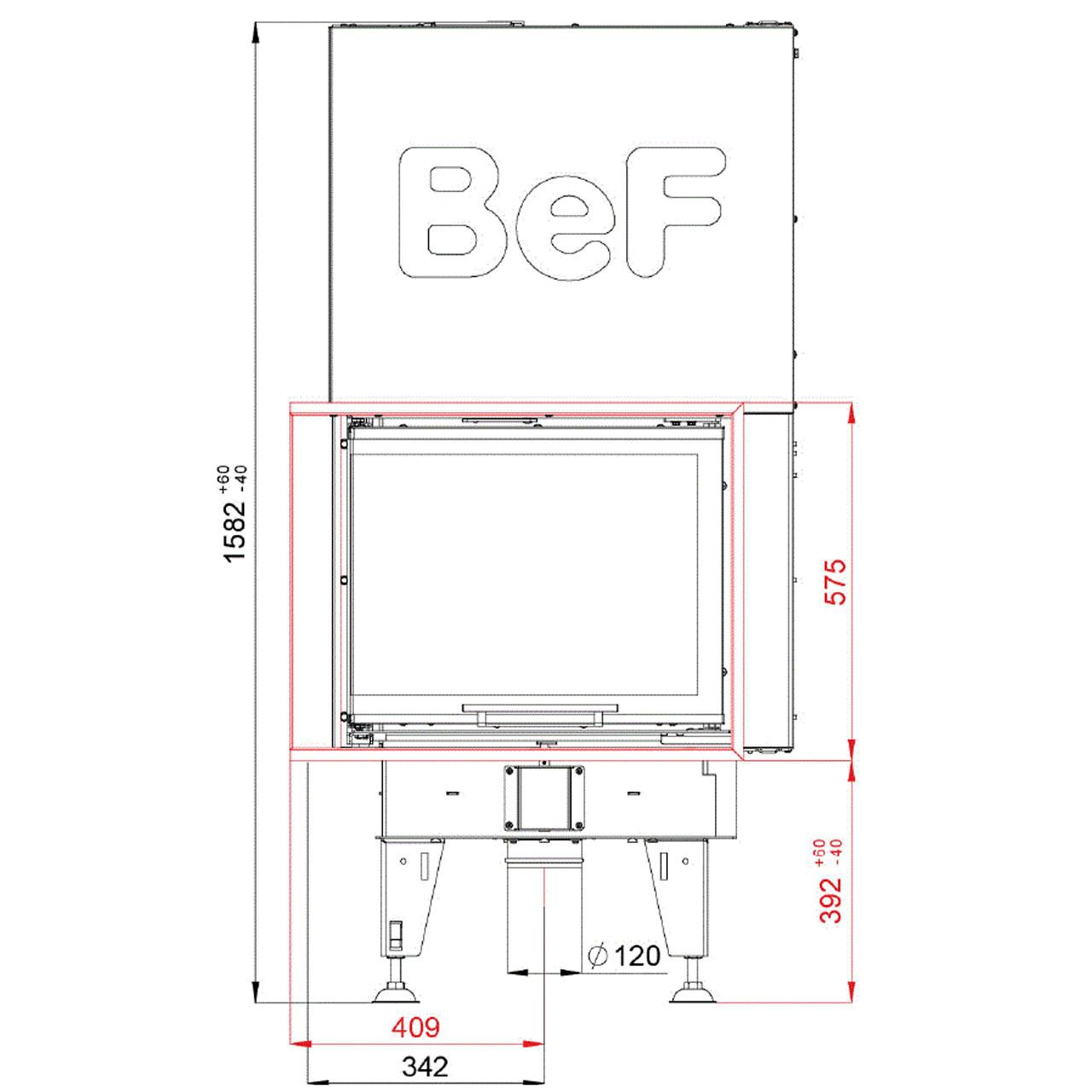 Kamineinsatz BeF Therm V 7 CP/CL 7,4 KW - Ausführung: CL Seitenfenster links