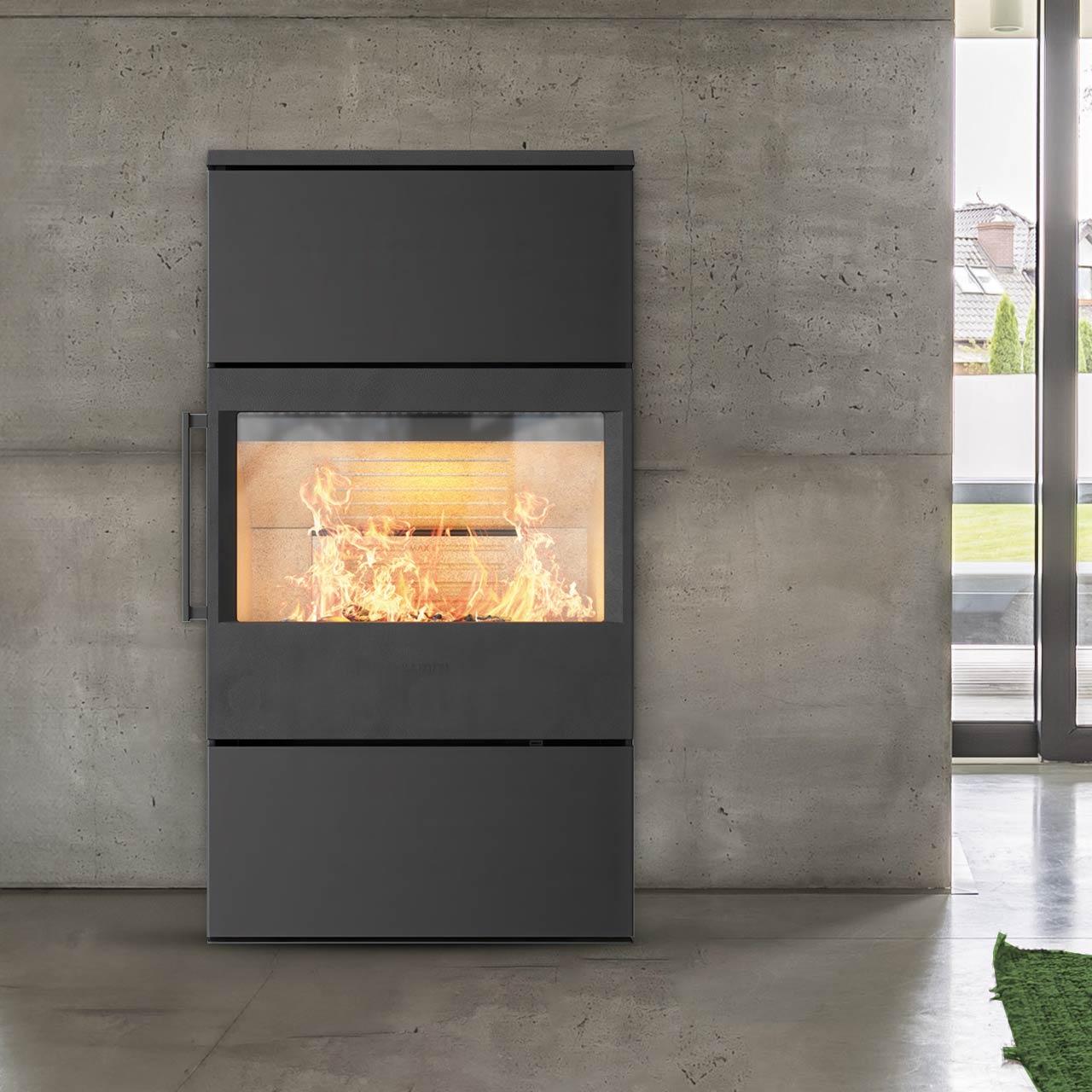 Kaminofen HWAM 5460 Autopilot Stahl 6,3 kW - Ausführung: 5460c schwarz - Rauchrohranschluss: Hinten