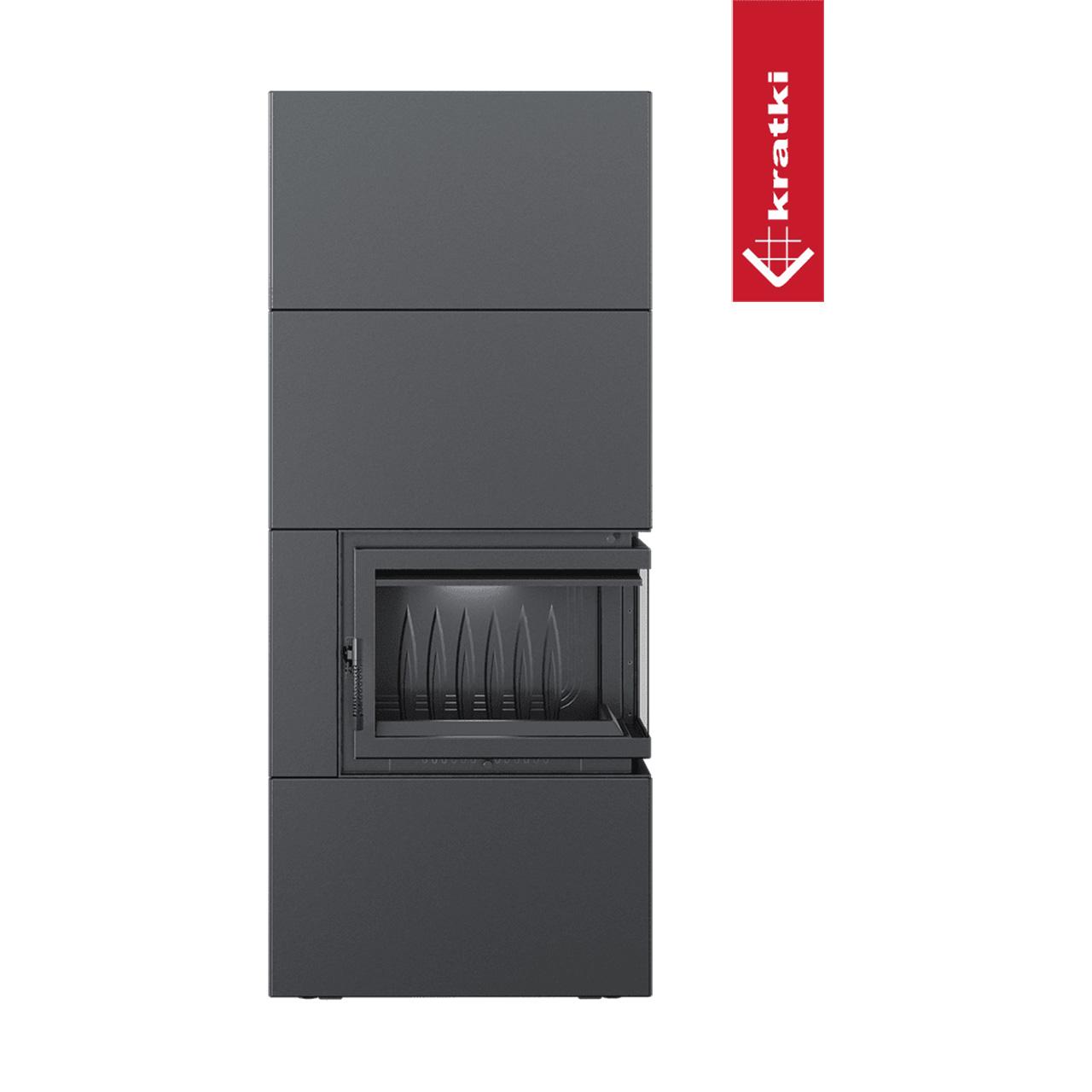 Kaminbausatz Kratki SIMPLE/BOX 8 kW - Ausführung: Schwarz, Seitenglas rechts