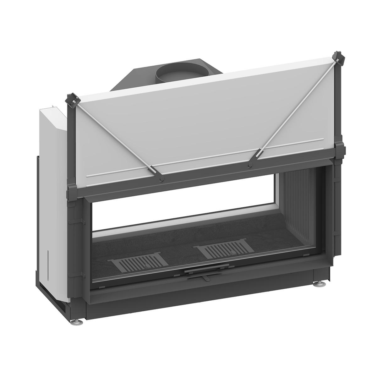 Tunnel-Kamineinsatz Schmid Lina TV 120 h/s mit 10 kW - Türhöhe: 51 cm - Brennraumauskleidung: Guss Anthrazit - modulares Blendrahmensystem: ja