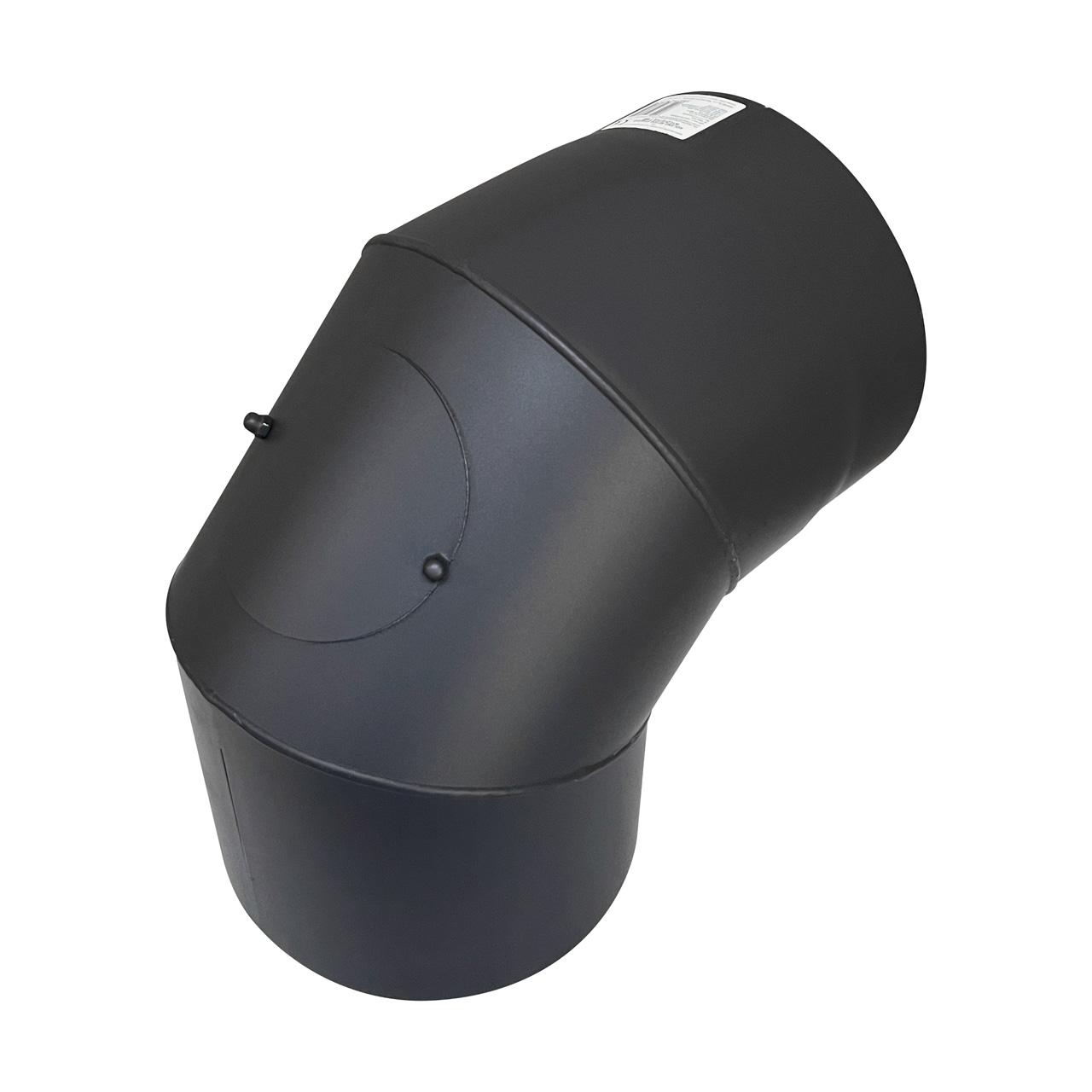 Ofenrohr Bogen starr DN 220 mm 90° Schwarz mit Tür