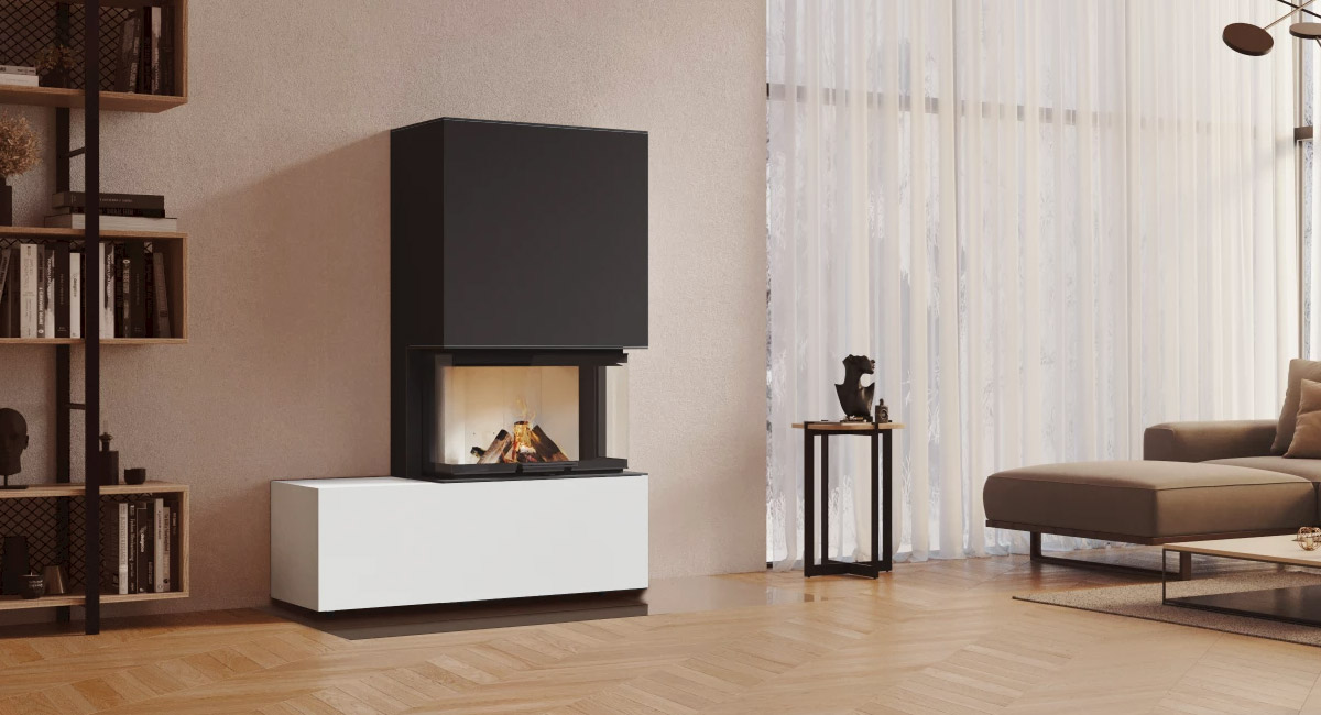 Kaminbausatz Neocube P23 Phedra/Nero Zimbabwe Montagebeispiel