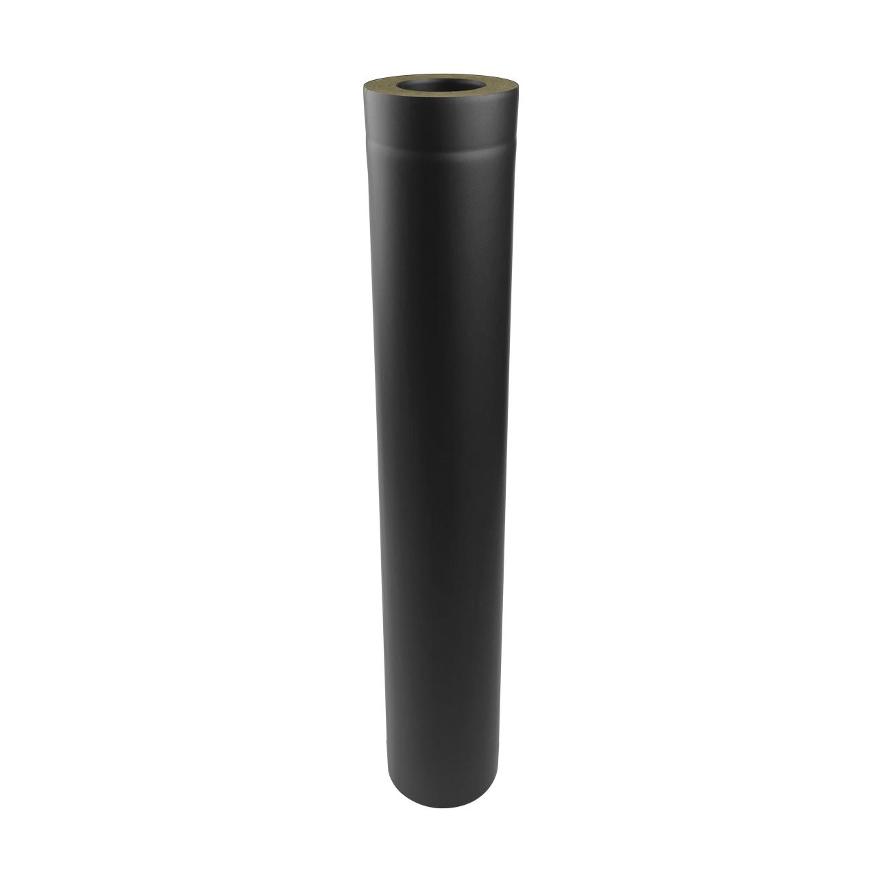 Doppelwandiges Pelletofenrohr DN 80 mm Länge 1000 mm Schwarz