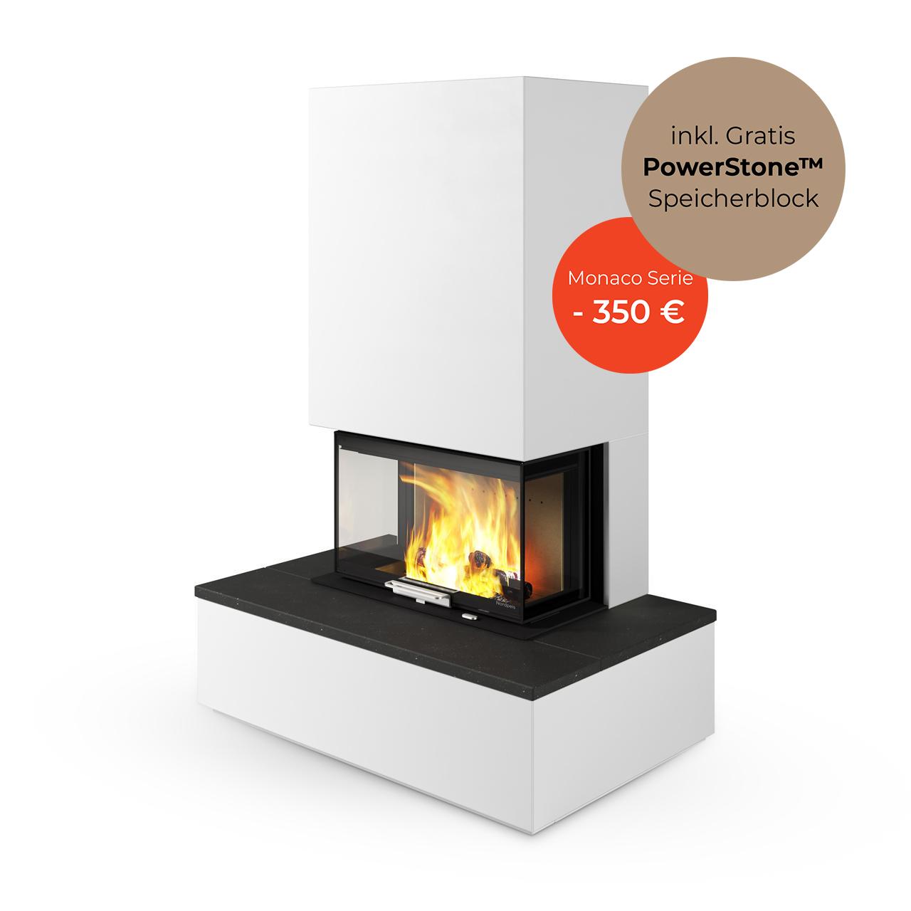 Kaminbausatz Nordpeis Monaco III Bank 8 kW - Ausführung: Feuerraumauskleidung Thermotte Light