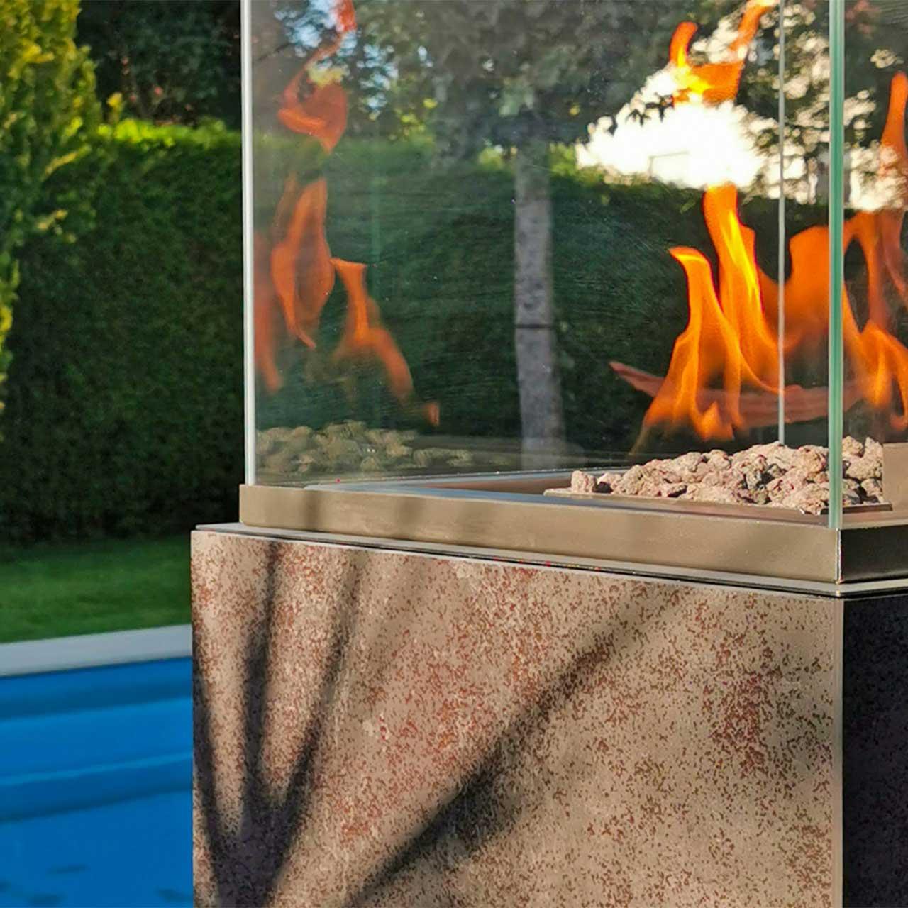 Gaskamin Terrassenofen Neocube O Q1 - Ausführung: Arctic White silk