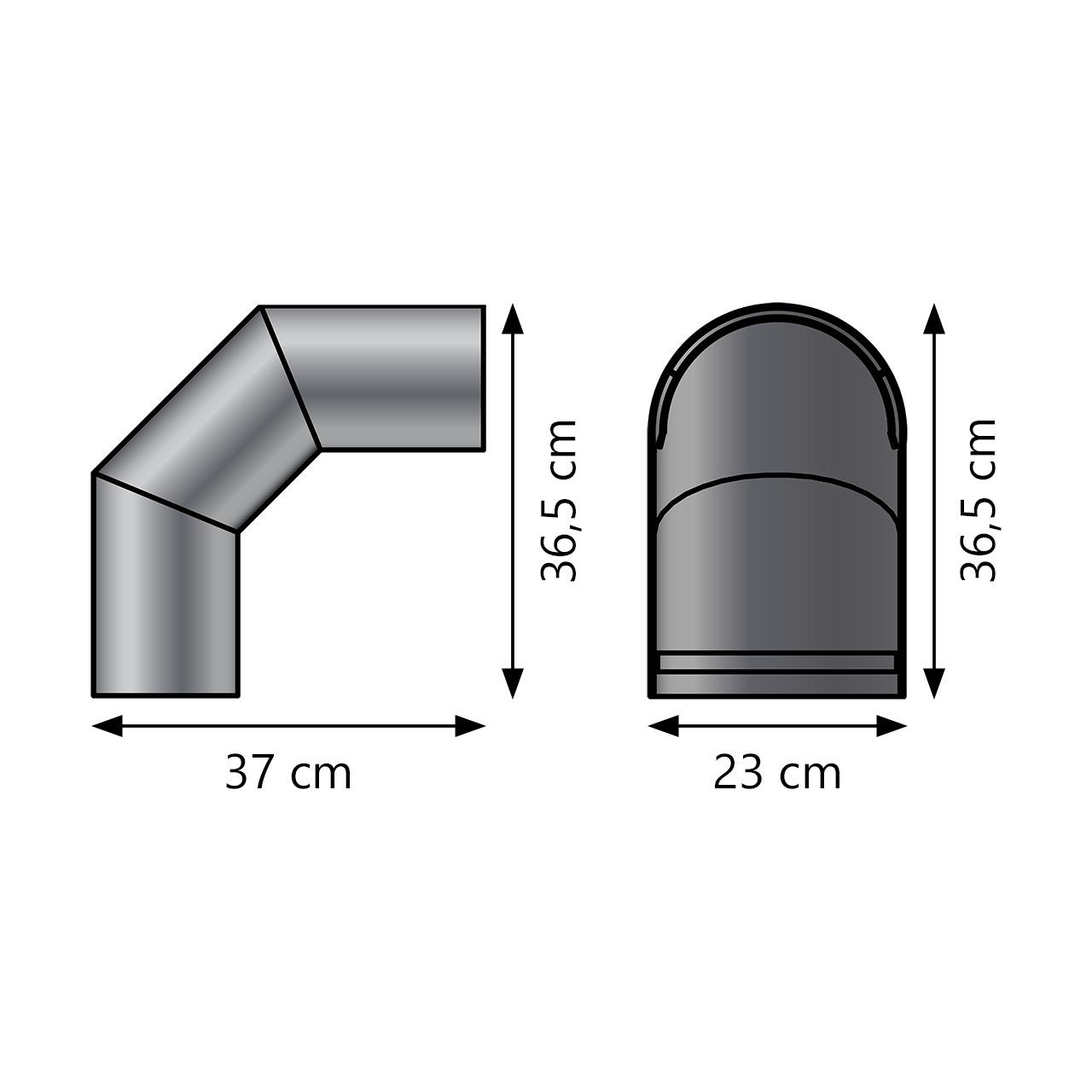 Ofenrohr Bogen Hitzeschutz doppelt DN 150 mm 90° Schwarz