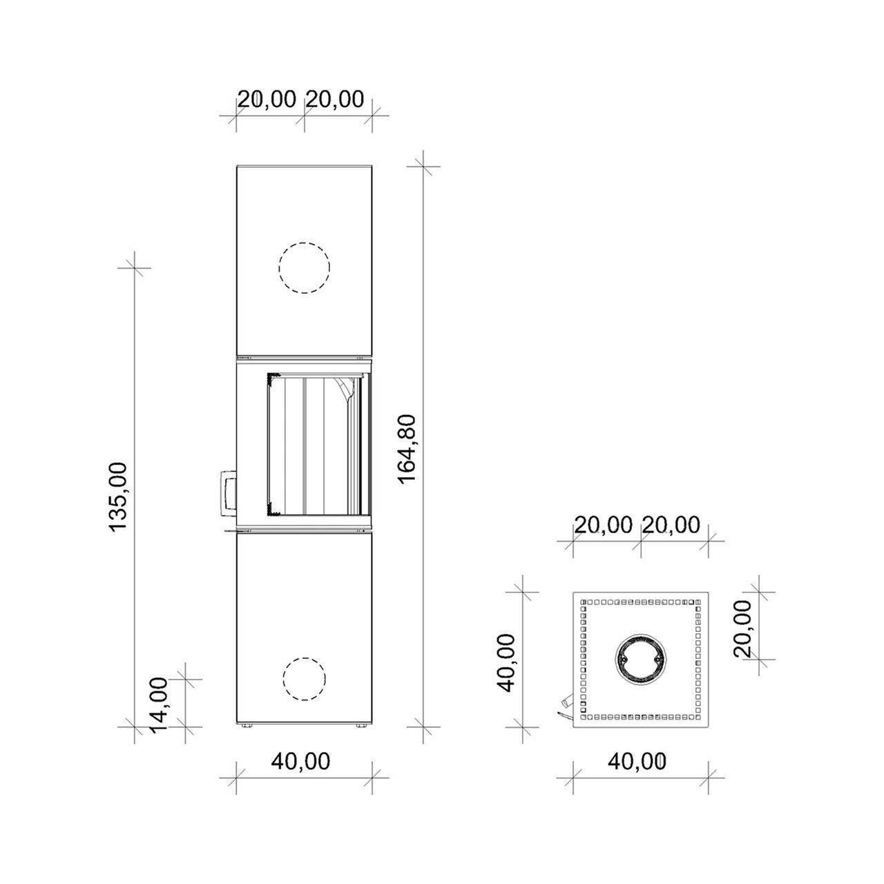 Kaminofen Neocube S20 XL 5,4 kW - Oberteil: Arctic White - Unterteil: Iron Corten