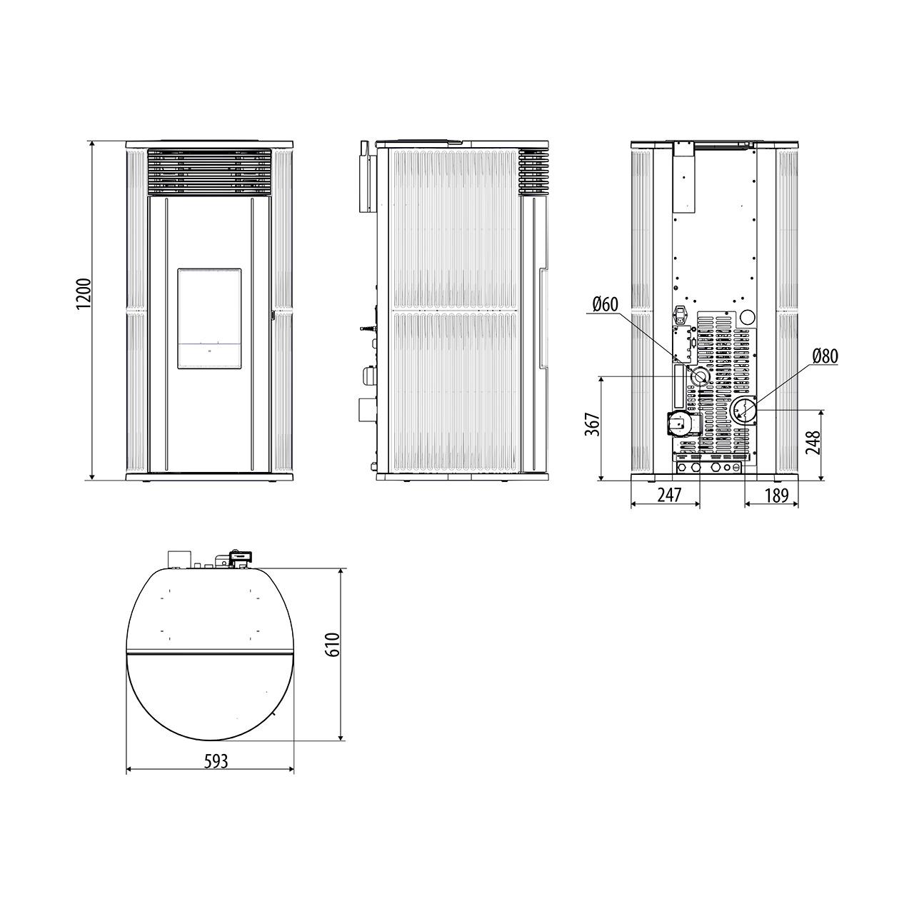 Pelletofen wasserführend MCZ PAD Hydro Matic 18 R 17,7 kW - Ausführung: 105 Line Bordeaux ceramic