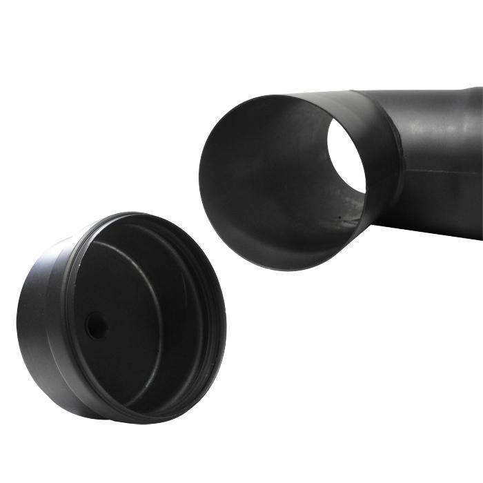 Pelletofenrohr T-Stück DN 80 mm Länge 250 mm Schwarz