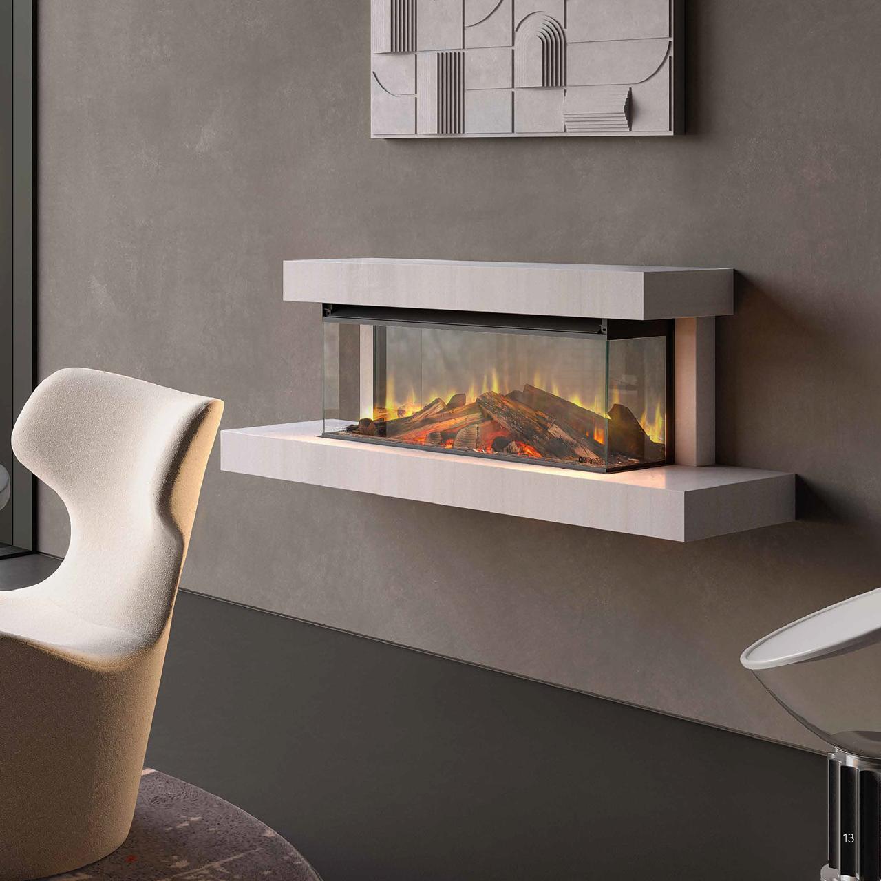 Elektrokamin La Nordica Lumen 870 mit Rahmen - Ausführung: Kreideweiß