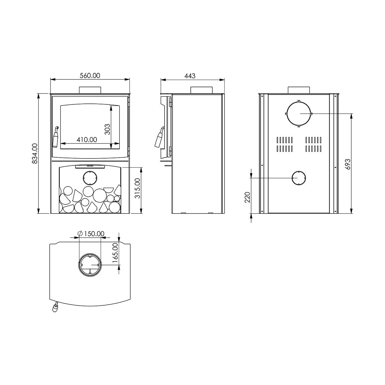 Kaminofen A.Caminetti Panorama RS21, 6 kW
