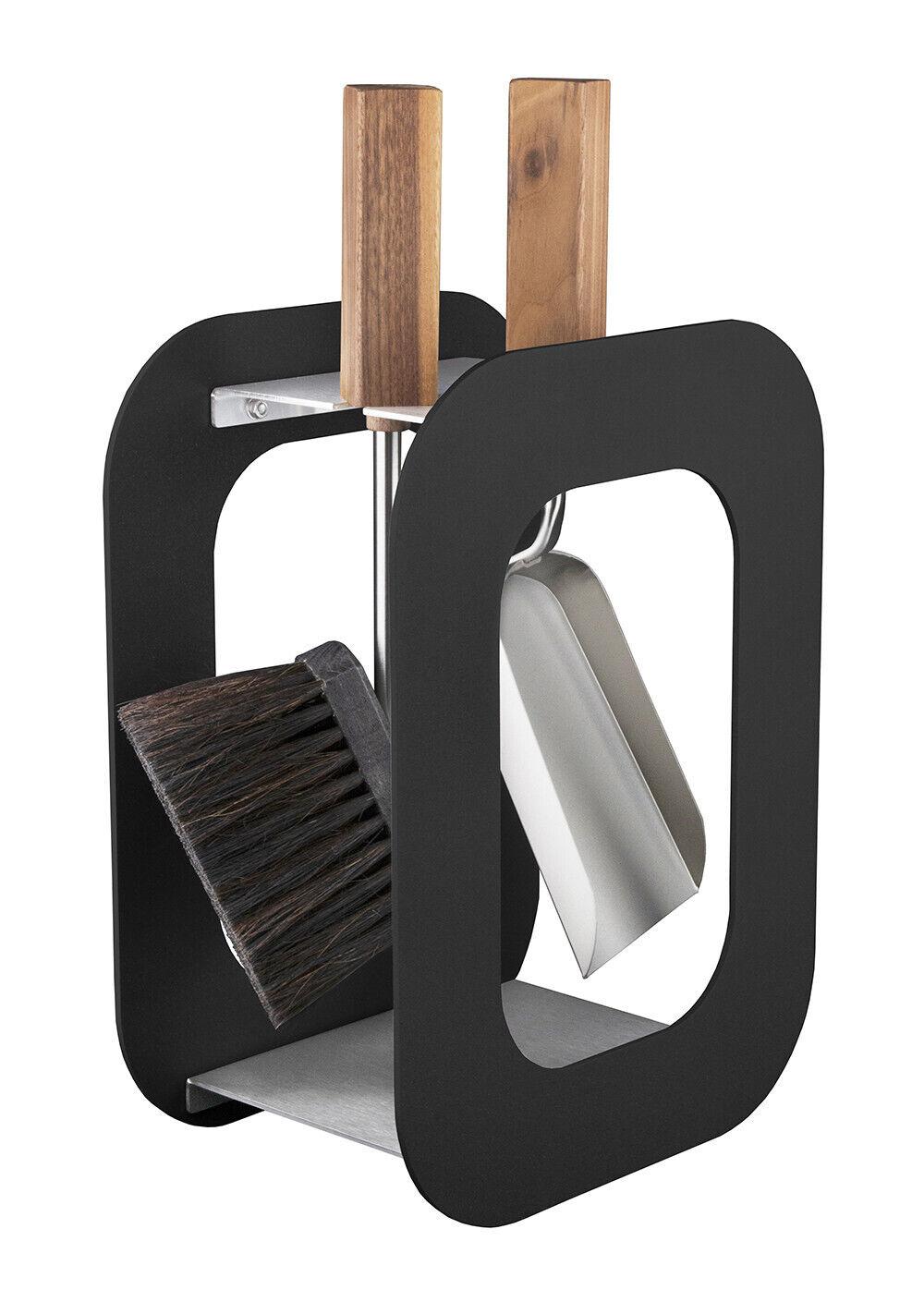 Kaminbesteck Lienbacher Cube 2-tlg. Anthrazit Griffe aus Holz
