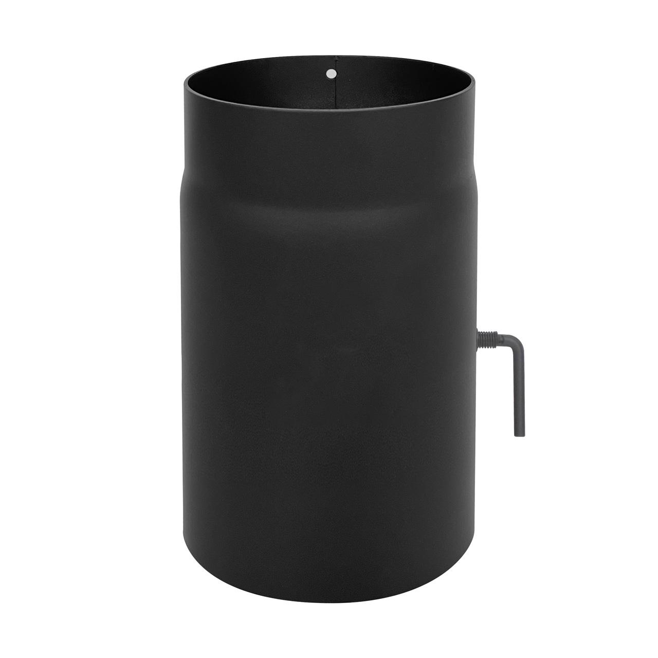 Ofenrohr mit Drosselklappe DN 200 mm Länge 250 mm Schwarz