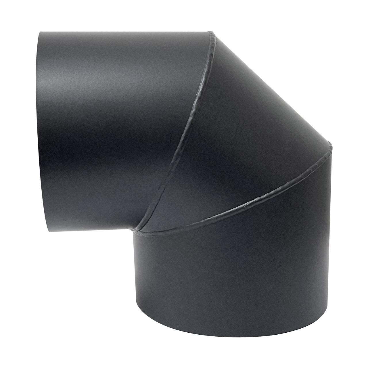 Pelletofenrohr Bogen seitlicher Hitzeschutz doppelt 90° DN 80 mm Schwarz