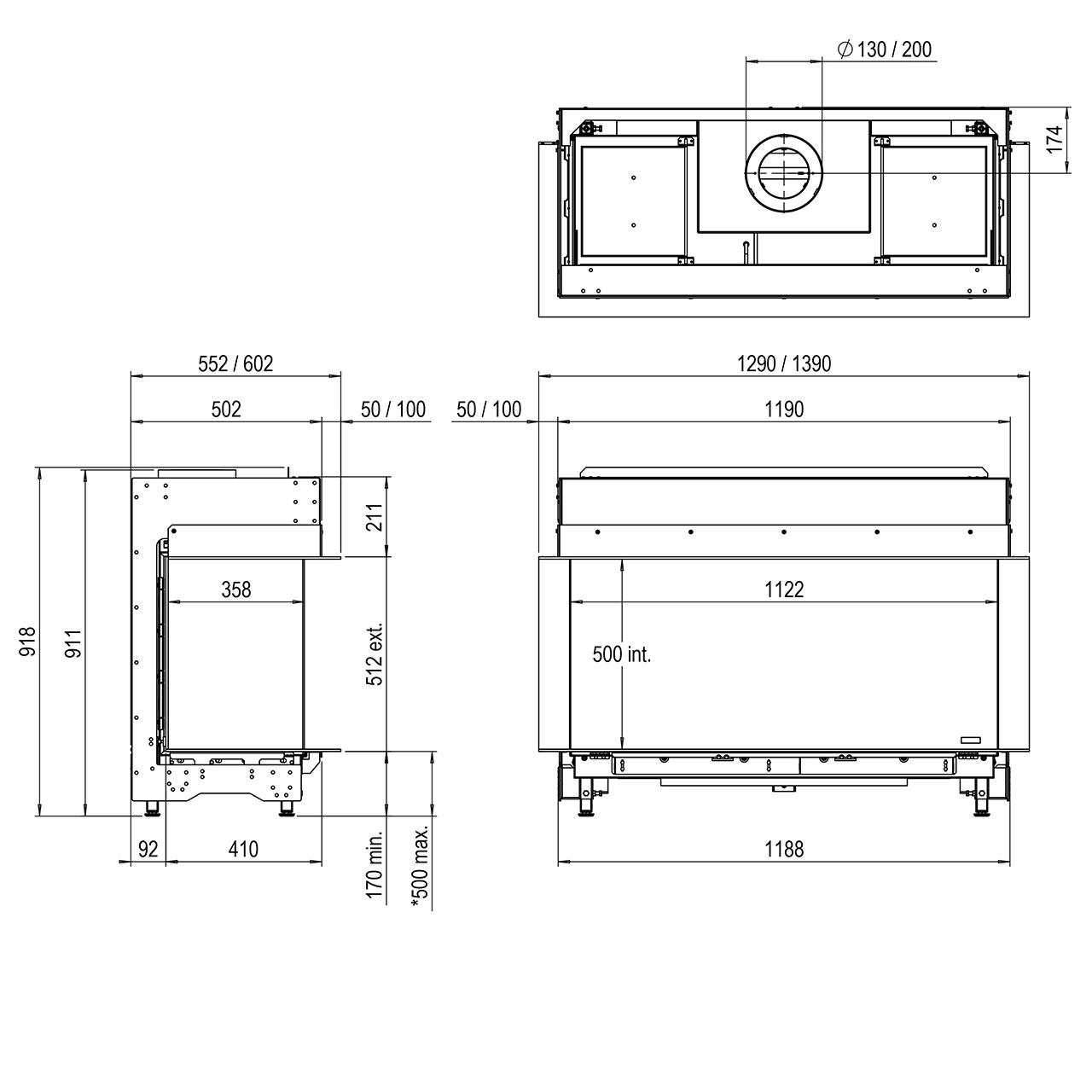 Gaskamin Faber MatriX 1050/500 III 8,2 kW - Ausführung: Propangas G31