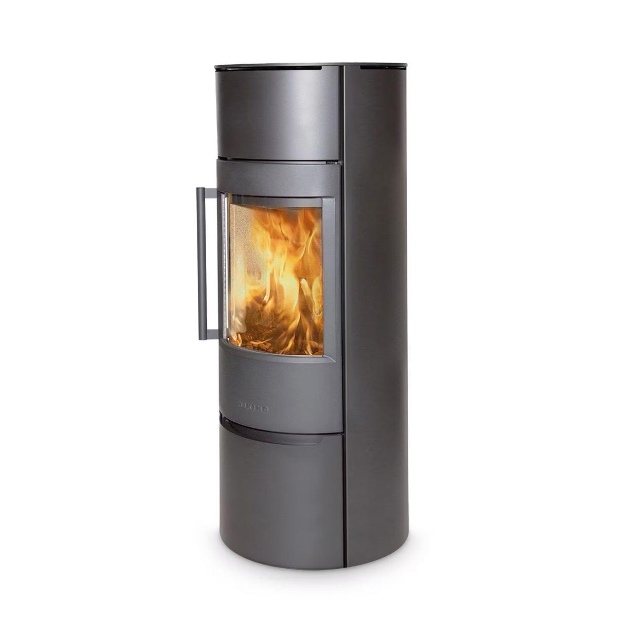 Kaminofen Wiking Luma 6, 7 kW - Ausführung: Stahl - Korpus: Grau - Rauchabgang: Oben
