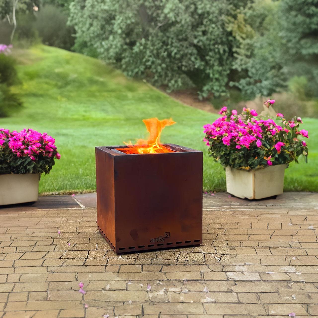 Terrassenofen Artiss Z1, rauchfreie Feuerschale für Holz & Pellets - Ausführung: Corten