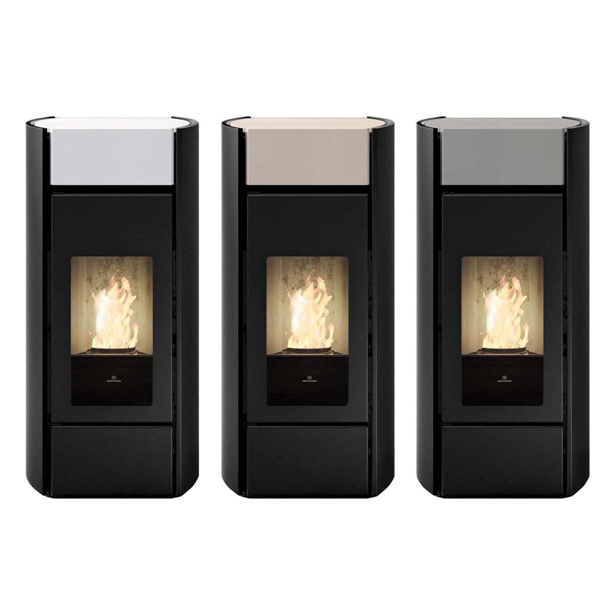 Pelletofen wasserführend Edilkamin Myrna H 15 Evo 14,9 kW - Keramik: Hellgrau
