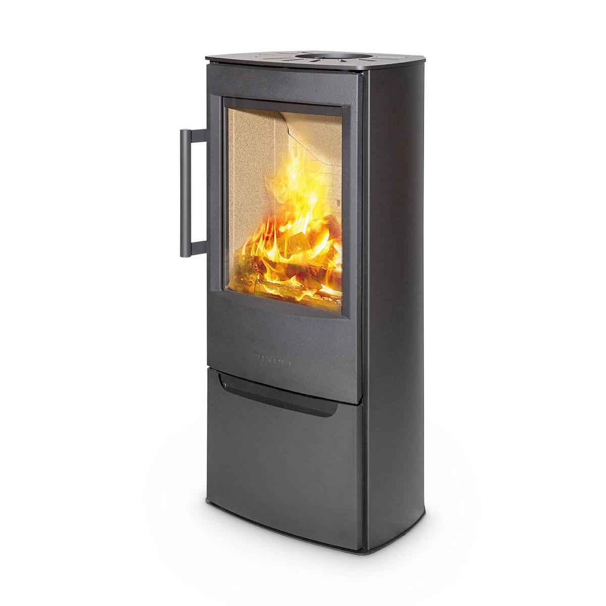 Kaminofen Wiking Miro 4 DIBt-geprüft 4,9 kW - Verkleidung: Stahl - Korpus: Grau - Rauchabgang: Hinten
