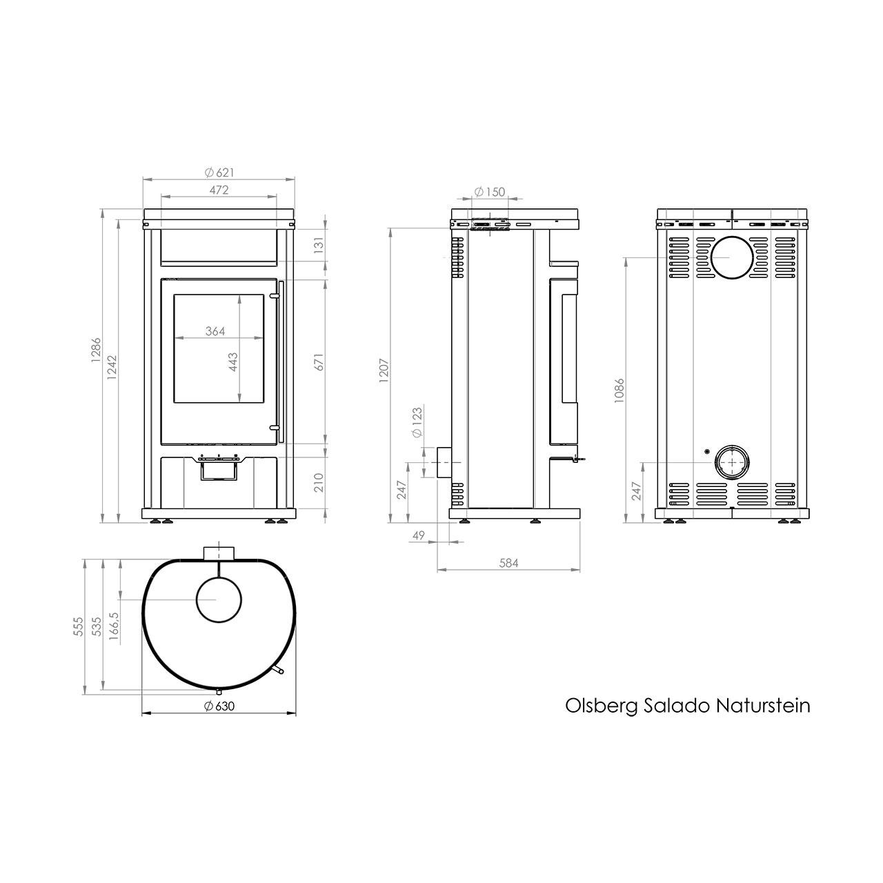 Kaminofen Olsberg Salado Compact mit 6 kW - Verkleidung: Serpentin