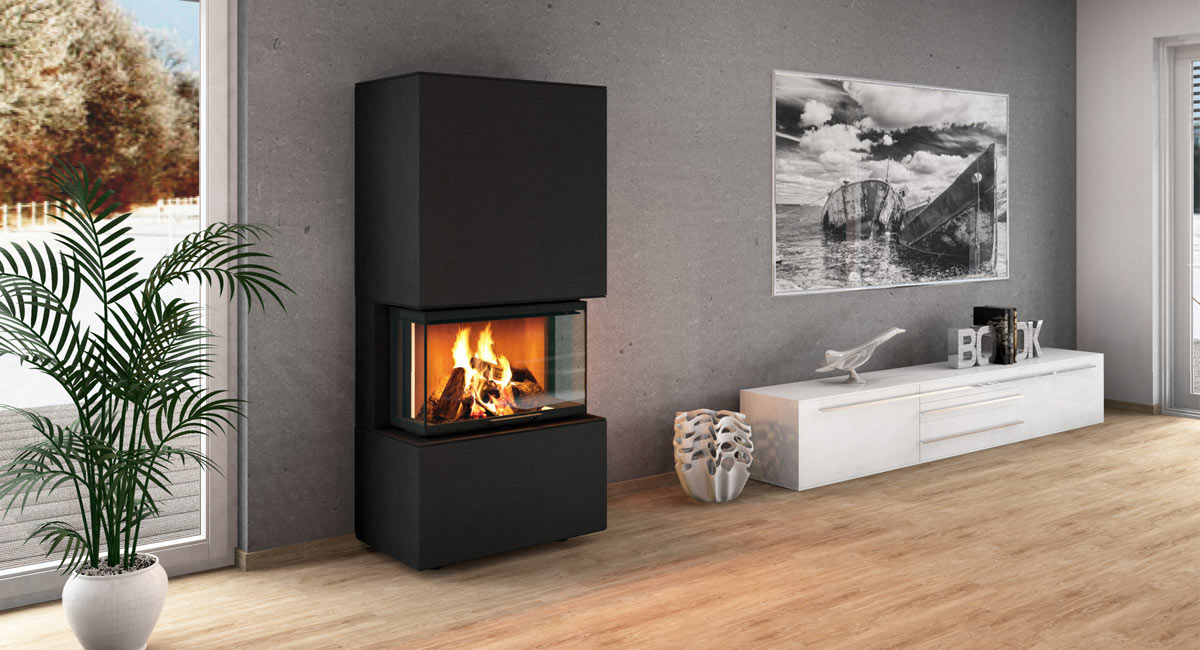 Kaminbausatz Neocube P12 Montagebeispiel Kaminbausatz Neocube P12 Montagebeispiel