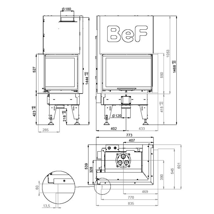Kamineinsatz wasserführend BeF Aquatic WH V 80 CP 14,5 kW