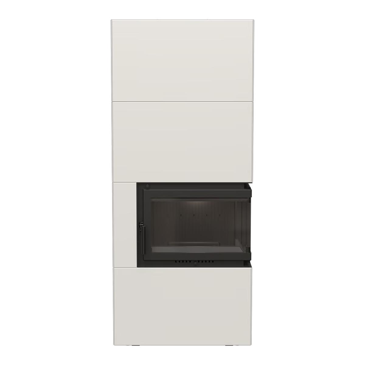 Eck-Kaminbausatz ILDNord Bergen Box mit 8 kW - Farbe: weiß - Eckscheibe: links