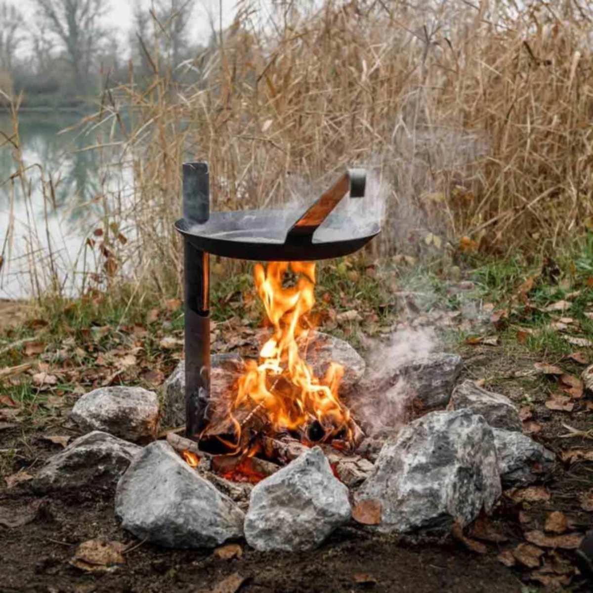 Petromax Lagerfeuer-Halterung Schmiedeeiserne Pfannen