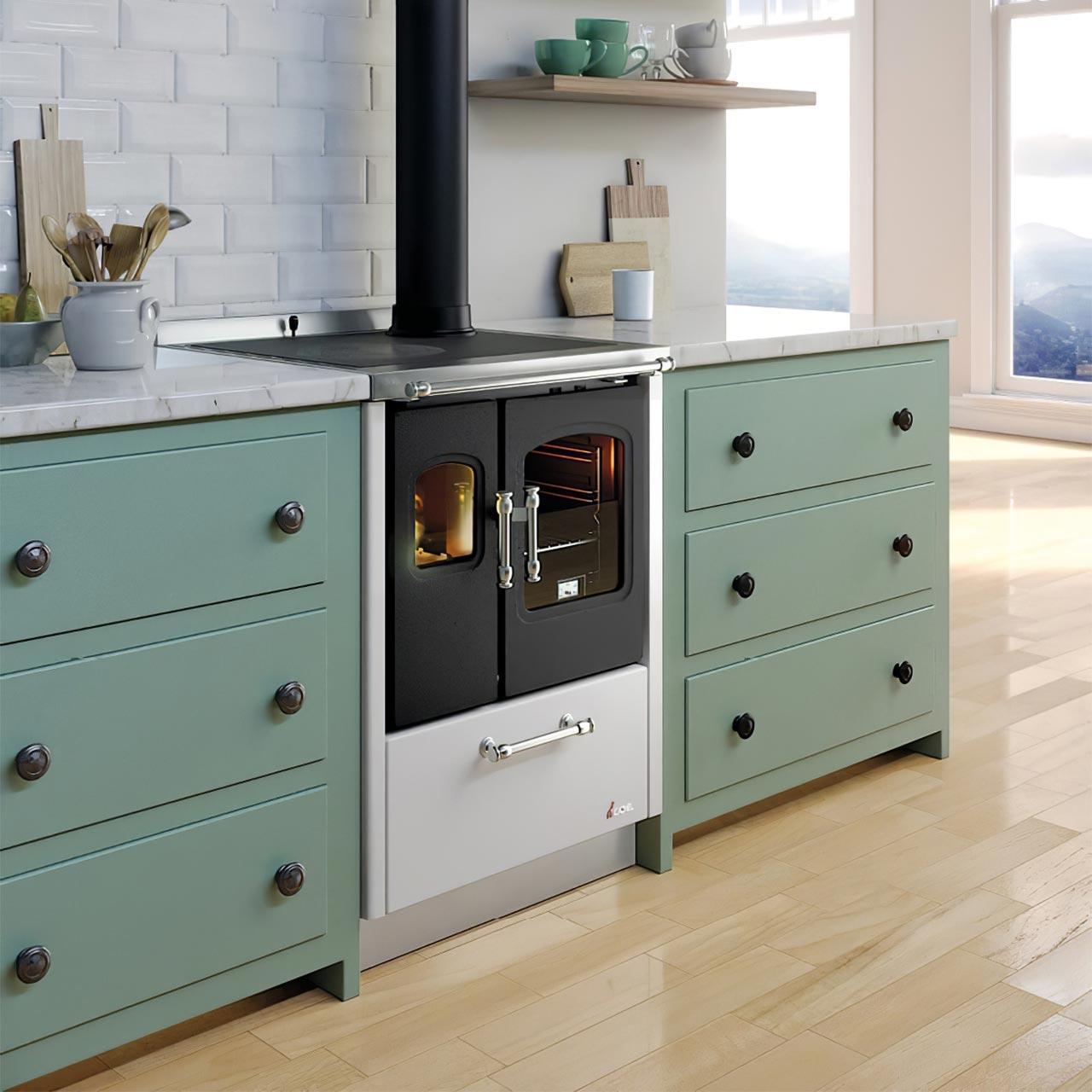 Holzherd Cadel Smart 60 (mit Lüftung) 6,5 kW - Ausführung: Stahl/Weiß