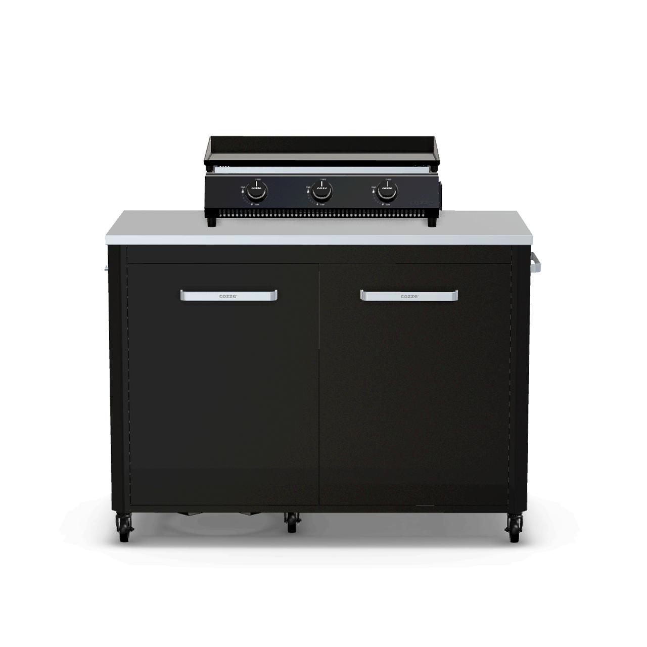 Cozze Plancha G-700 Bundle inkl. Schrankmodul 120 cm mit Edelstahlplatte & Gratis Grillspatel