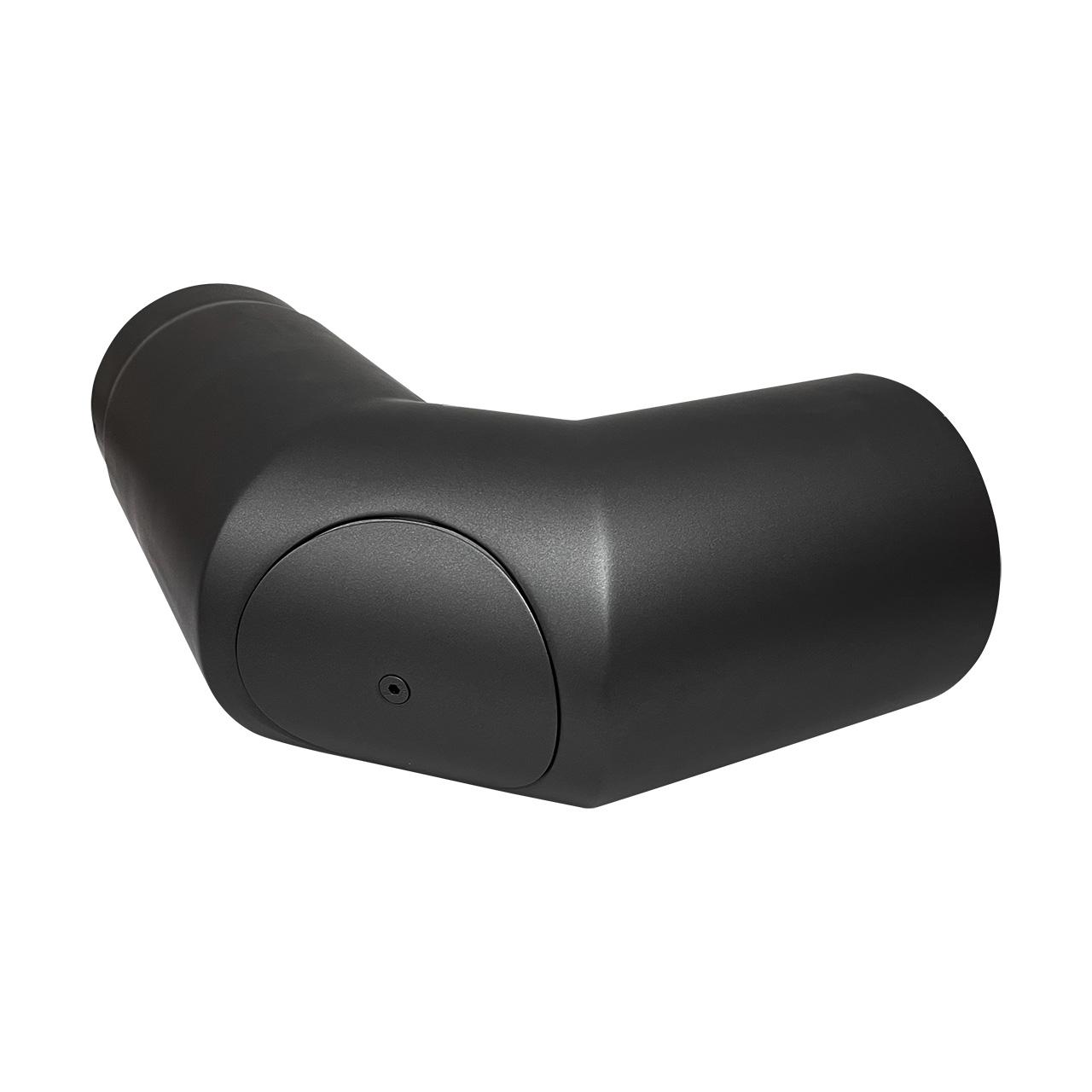 Ofenrohr Bogen starr geschliffen mit Tür und Drosselklappe DN 120 mm 90° Schwarz