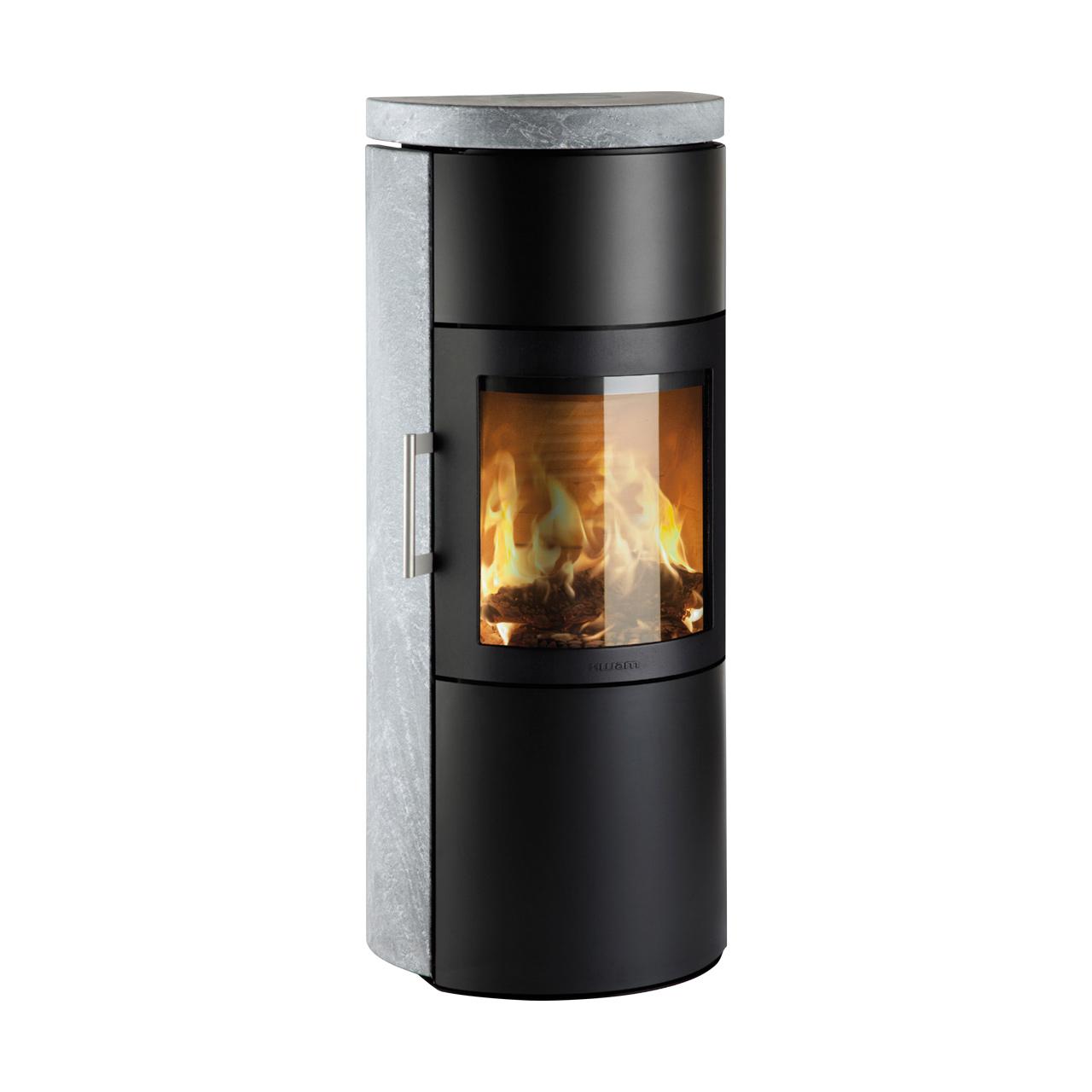 Kaminofen HWAM 3520 Stein Autopilot 4,5 kW - Feuerraumtür: Guss - Korpus: Schwarz - Verkleidung: Speckstein