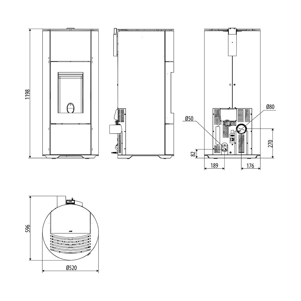 Pelletofen MCZ Halo Air 8 R mit 8,1 kW - Ausführung: 303 Black metal